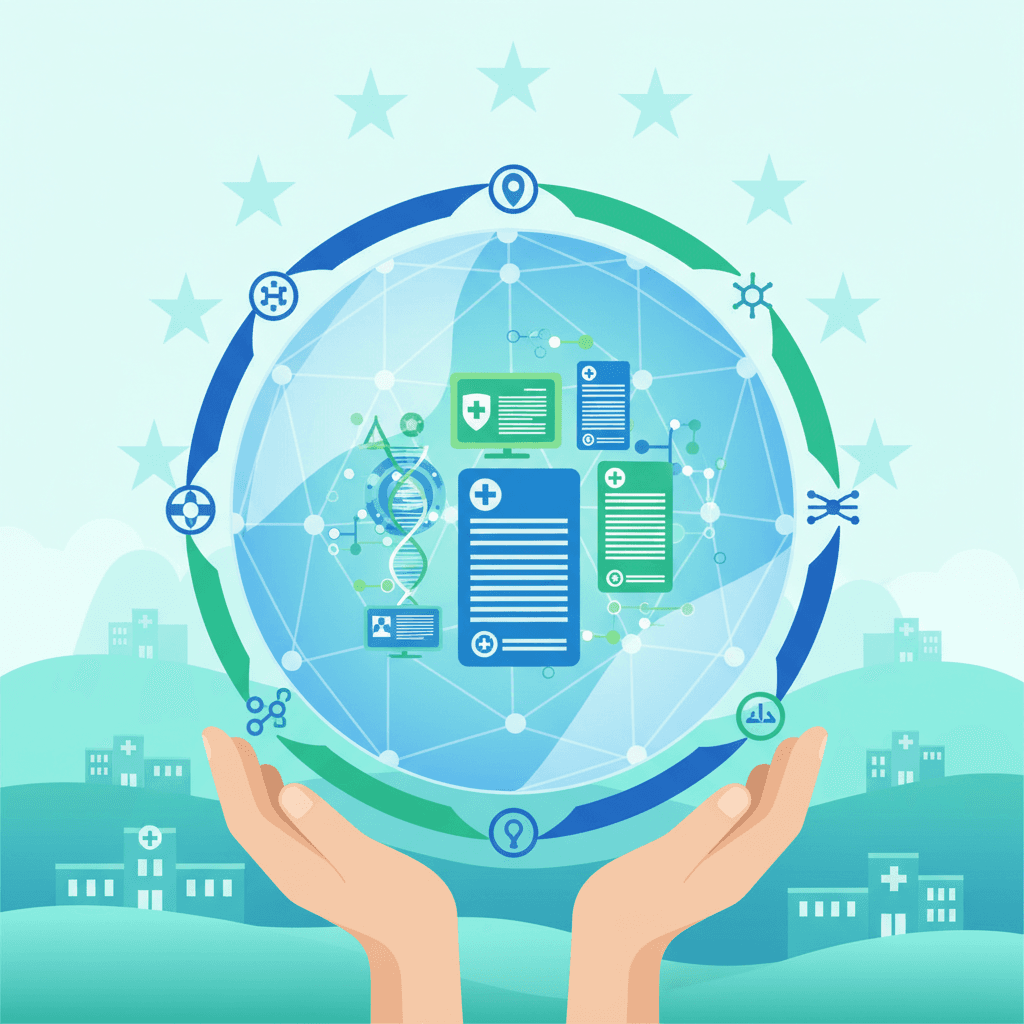 Illustration of trustworthy AI protecting patient health data