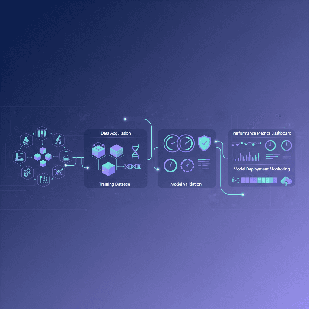 Illustration of a machine learning pipeline for pharmaceutical AI