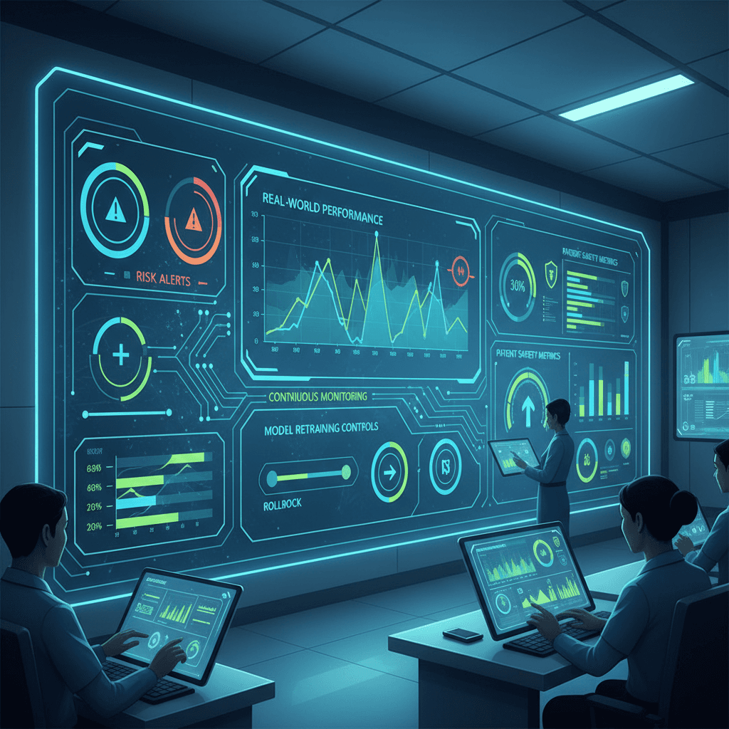 Real-world monitoring dashboard for deployed AI medical devices